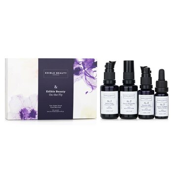 Edible Beauty & Edible Beauty On The Fly Travel Mini Kit: Cleansing Milk 15ml+ Toner Mist 30ml+ Ageless Serum 10ml+ Hydrating Lotion 15ml