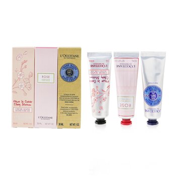 LOccitane Lovelier Hands Set: 2xRose Hand Cream 30ml+2x Shea Butter Hand Cream 3ml+2x Cherry Blossom Hand Cream 30ml