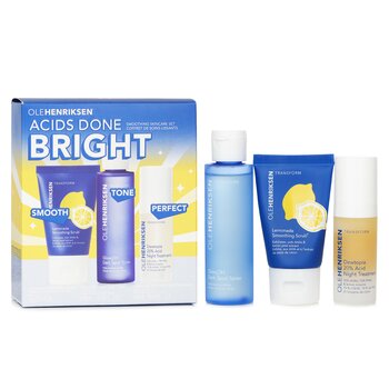 Ole Henriksen Acids Done Bright Set: Lemonade Smoothing Scrub 30g + Glow2OH Dark Spot Toner 65ml + Dewtopia 20% Acid Night Treatment 15ml