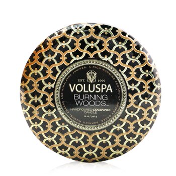 Voluspa 3 Wick Decorative Tin Candle - Burning Woods