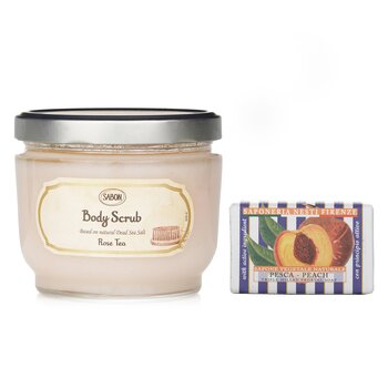 Sabon Body Scrub - Rose Tea & Nesti Dante Le Deliziose Natural Soap - Peach